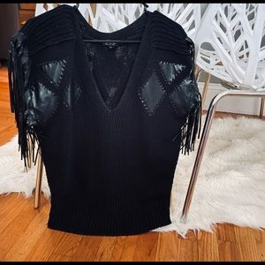 Topshop leather fringe sweater